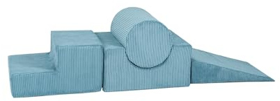 MEOWBABY Parcours de motricité évolutif pour Enfants - Motricité et Escalade éducative pour bébé et Enfant - Aire de Jeux motricité bébé en Mousse, Aesthetic, Turquoise