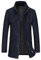 Allthemen Giacca Invernale Calda da Uomo Giacca Casual Con Colletto Alla Coreana Cappotto Con Cerniera di Media Lunghezza Blu Navy M