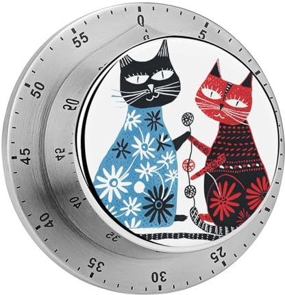 Minuteur visuel compte à rebours simple dessin de chat rappel imprimé convient pour bureau horloge mécanique pas besoin de pile nécessaire étude, travail, cuisine, fitness
