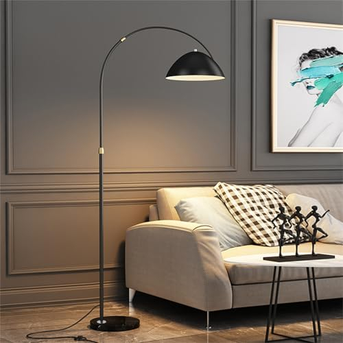 Leomix Moderne Bogen-Stehlampe, 180 cm Bogen-Stehlampe Mit Verstellbarem Metallschirm Und Marmorsockel, Bogenlampen-Bodenlampe Zum Stehen Über Der Couch Für Wohnzimmer, Schlafzimmer,Schwarz