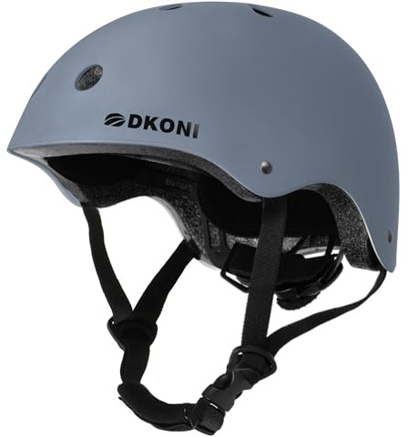 DKONI Fahrradhelm Helm Kinder, verstellbar und für mehrere Sportarten geeignet, von Kleinkind bis Jugend, 3 Größen (Grau, S:48-52cm)