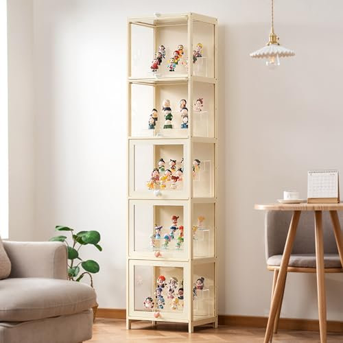 Pounjsd Vitrine en Acrylique pour collection, Vitrine pour Objet De Collection, vitrine en Verre, Vitrine transparente sur pied, Armoires de curiosités, vitrine sur pied pour salon,chambre 40×33×172cm