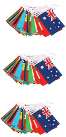 MERRYHAPY 3 Stück Schnur Nationalflaggen-banner Internationale Wimpelketten Spiel Flaggen Partyzubehör Für Internationale Länderbanner Der Welt Der Länder banner