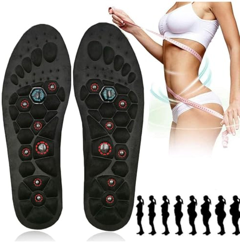 Magnetische Akupressur Einlegesohlen, Massage Einlegesohlen mit Noppen für Damen Herren, Einlegesohlen zum Abnehmen, Schmerzlinderung, Stoßdämpfung, Deodorant, Ermüd 2 Pairs (L(EU:44-47))
