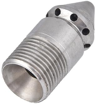 XCSJ Rohrreinigungsdüse Kanalisation Jetter Düse,1 Vorne,8 Hinten(Silber 2) | zum Ausbohren von Abwasserrohren, Reinigungsdüse für Hochdruckreiniger Düse, 3/8BSP Außengewinde