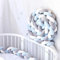 Bettschlange Geflochten, Baby, Babybett Umrandungen, Kantenschutz Bettumrandung Knotenkissen, Seitenschläferkissen, Baumwolle Schlafkissen Kissen,Weiß+Blau+Grau,100cm