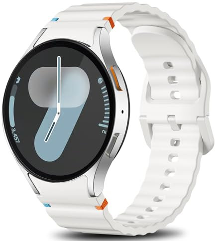 Ynitec Correas Deportivas Compatibles con Samsung Galaxy Watch 7 Correa 40mm 44mm Mujer Hombr - No Gap 20mm Correas de Silicona Suave para Pulsera Galaxy Watch 6 5 4 FE/Classic/Pro, Blanco