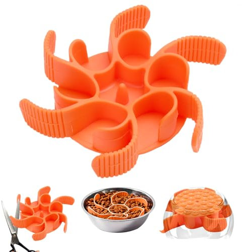 Gamelle Anti Glouton Chien Gamelle d'alimentation Lente Insert pour Ralentir la Nourriture pour Chiens Favorise Alimentation Saine et Digestion Lente Découpable (Couleur Orange)