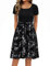 Zeagoo Women's Summer Dress Crew Neck Sundress Short Sleeve Casual Dresses Floral Knee Long with Pockets Solid Color A-Black L
