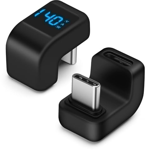 AIYEEN USB 4.0 Digitalanzeige, USB-C-Stecker auf Buchse, 40 Gbit/s-Adapter (2er-Pack), 180-Grad-Winkelstecker, 140 W Leistung, 8K@60Hz Video, kompatibel mit iPhone 16, Samsung, Schwarz