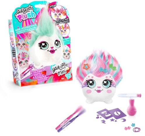 Canal Toys - Airbrush Plush AIR 038 - Mini Plüsch zum Bemalen & Stylen mit Airbrush Set, Filzstiften & Schablonen – Waschbar & Wiederverwendbar – Kreatives Bastelset für Kinder ab 6 Jahren