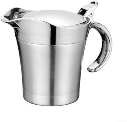 Salsiera, in acciaio inox, doppio isolamento, brocca per salsa con coperchio incernierato, per sugo o panna al Ringraziamento, brocca per salsa - 450 ml - 750 ml (500 ml)
