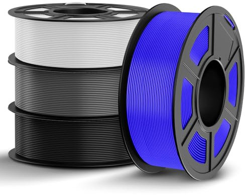 TECBEARS PLA Filament 1.75mm Bundle, 4kg 3D Drucker Filament PLA, Vakuumverpackung, Maßgenauigkeit +/- 0,02 mm, 1kg pro Spule (2.2lbs), insgesamt 4kg 3D Filament (Schwarz+Weiß+Grau+Blau)