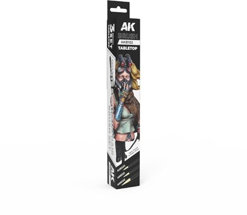 AK Interactive AKB102 Tabletop Synthethic Paint Brushes Set (3 Paint Brushes)
