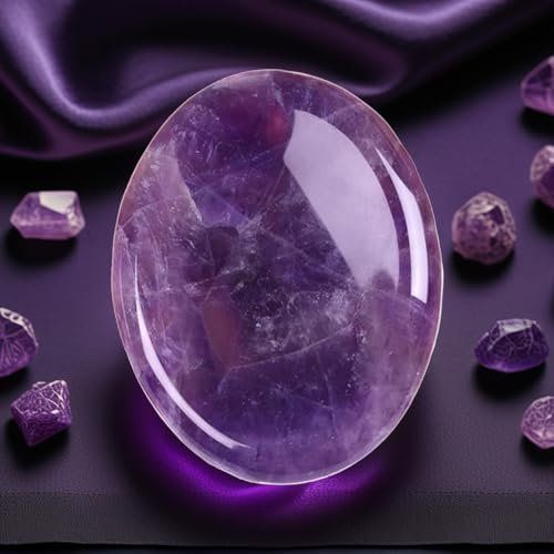 Amazleer Natürlicher Amethyst Heilstein 3.5-5cm Trommelstein Rohstein poliert Edelstein Kristall für Meditation, Stressabbau Energie Handschmeichler gegen Angst (1 Stück) (Amethyst)