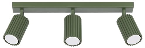 Spot Strahler GU10 3-flammig B: 45 cm klein länglich verstellbar Grün Aluminium Modern Deckenlampe Küche Deckenleuchte Wohnzimmer