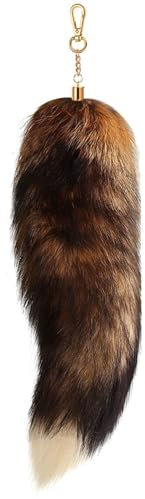 AIDODIA 5 Stück Therian Tail- Fuchsschwanz Anhänger, Fell Schwanz Keychain, 40cm Extra Groß Fuchs Schlüsselanhänger- Weich Flaumig Fox Tail Handtasche Dekoration, Tasche Zusätze, Rollenspiel (braun)