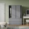 URBNLIVING Sliding Door Wardrobe with 4 Drawers & Hanging Rail, Freestanding Bedroom Closet Organizer, Durable Space-Saving Storage Cupboard, Modern MDF Flat Pack Furniture