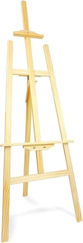 Cavalletto in Legno di Abete 120 cm – Treppiede da Esposizione per Quadri, Disegni, Poster, Insegne – Ideale per Matrimoni, Mostre, Eventi, Decorazioni