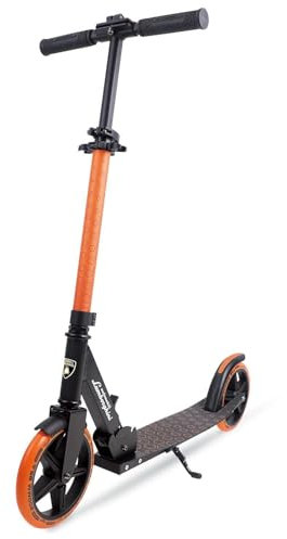 Lamborghini Roller Kinder 8 Jahre Cityroller, 200mm Großräder, Klappbar, Höhenverstellbar, mit Ständer & Federung, Stabiler Aluminium-Scooter, Tretroller Erwachsene bis 100kg