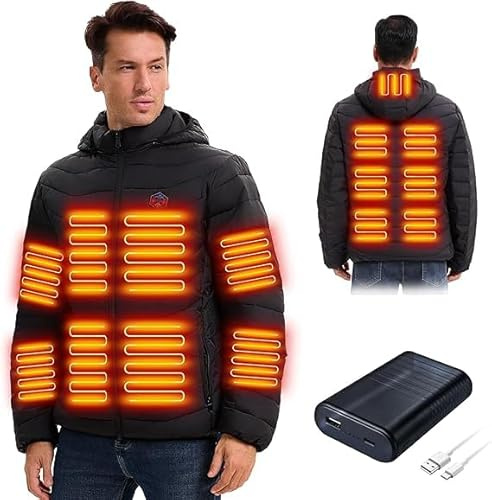 SANNKA Heizjacke Beheizte Jacke mit Akku 16000mAh,15 Heizzonen Beheizbare Weste Heated Jacke,Elektrischer Heizjacke Damen Herren für Wandern, Skifahren,Camping