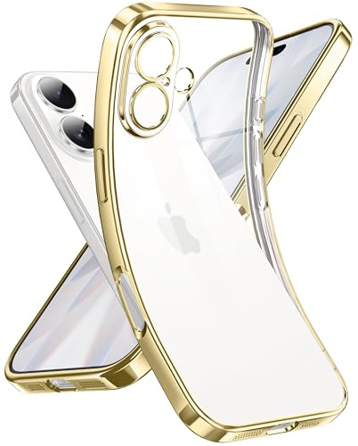 Supdeal Crystal Clear Hülle für iPhone 17, Niemals gelb mit Kameraschutz, Silikon Durchsichtig Handyhülle Weicher Passform, Ultra Dünn und Leicht Case Cover, 6,3, Gold