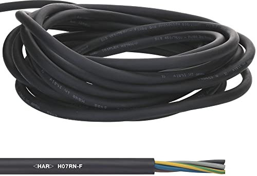 10 metri Lapp 1600120 H07RN-F 3x6 mm² Cavo in gomma flessibile con terra di protezione I Cavo resistente ai raggi UV per uso esterno I resistente agli oli I resistente al freddo I 3G6 mm2 nero