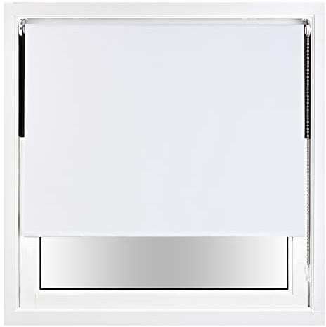 FURNISHED Blackout Roller Blind with Metal Fittings Trimmable Insulated Thermal Fabric Heavy-duty Easy Install Brackets Window Roller Blinds - White, 240W x 165H cm