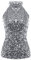 iiniim Damen Tank Tops Rollkragen Ärmellos Weste Pailletten T-Shirt Sommer Top Unterhemd Unterwäsche A Silber Einheitsgröße