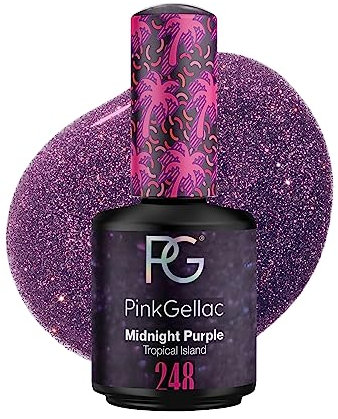 Pink Gellac UV Gel Nagellack - 248 Midnight Purple 15 ml - Lang Anhaltend Shellac Nagellack Lila - Gel UV für 14 Tage Nägel in Salonqualität - Made in Holland