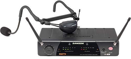 SAMSON Airline 77 Fitness Headset E1 – True-Diversity UHF Funkmikrofon für Fitness-Instruktoren, schweißresistenter Kondensatormikrofon-Sender, bis 90 m Reichweite, XLR/6,3 mm-Ausgang