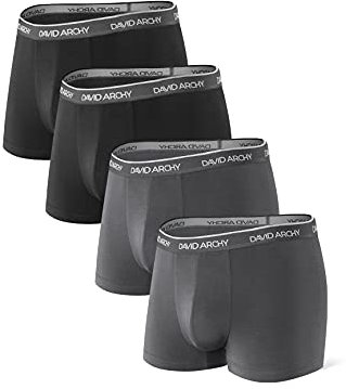 DAVID ARCHY Boxer Homme sans Couture Lot de 4 Caleçon Short en Fibre de Bambou Pouche sous-Vêtement Élastique Ultra-Doux