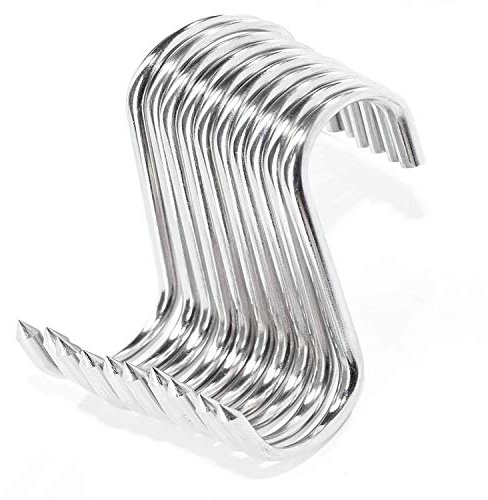 Kitlit 10 STK Fleischerhaken Edelstahl S Haken Räucherhaken Hängehaken Metzgerhaken Fischhaken 100x4mm Lebensmittelhaken Küchenhaken Fleischhaken S Haken mit Spitzen Ende für BBQ Backen Fleisch Fisch