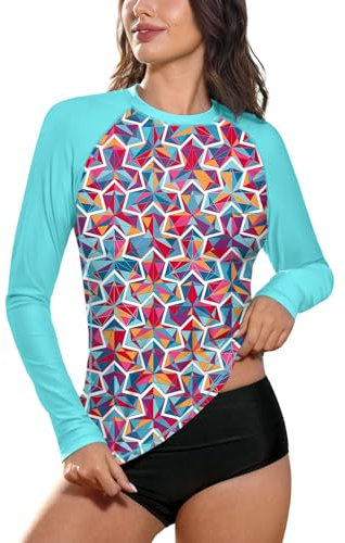 BesserBay Damen UV Shirt Damen Langarm Bademode Rash Guard UPF 50+ Schwarz Gr.- 38 EU/Medium