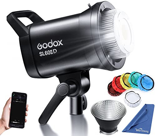 Godox ML60 60W Luce video LED portatile con softbox AD-S60S, telecomando RC-A6, 2 batterie al litio NP970, compatibile con supporto Godox