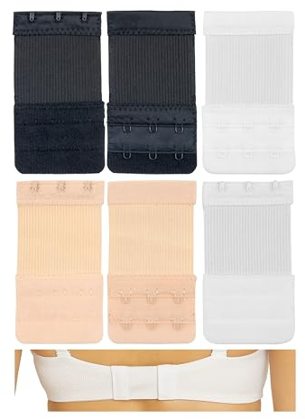 Estensore Per Reggiseno, Set Da 3 Con 2x2/3x2 File Di Ganci, Adatto A Tutti I Modelli Comuni, Morbido Ed Elastico, Lavabile, Nero, Bianco O Beige
