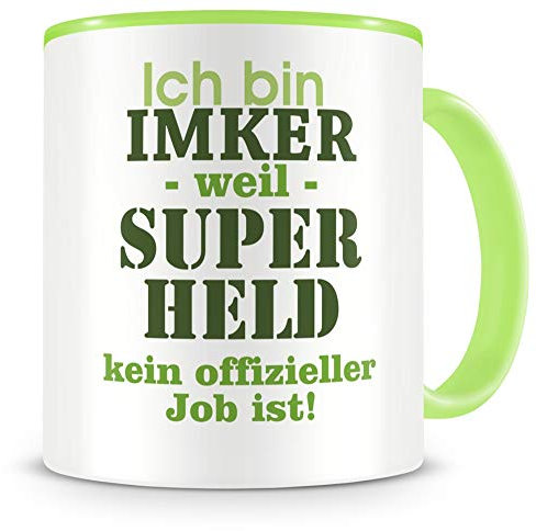 Samunshi® Imker Tasse mit Spruch Geschenk für Imker Mann Frau Kaffeetasse groß Lustige Tassen zum Geburtstag grün 300ml