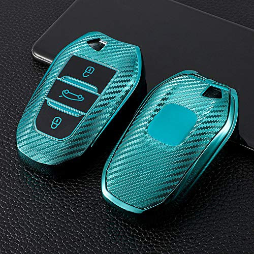 ontto Funda para Llave de Coche Compatible con Peugeot 308 408 508 2008 3008 4008 5008 Citroen C4 C4L C6 C3-XR Mando a Distancia Carcasa de TPU para Llave de Coche, Color Verde