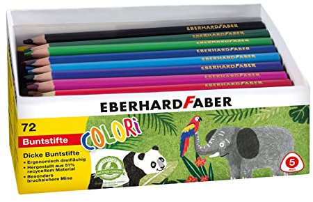 Eberhard Faber 511471 - Buntstifte Set Colori, 72 Jumbo Buntstifte in ergonomischer Dreikant Form