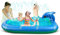 JAWSEU Aufblasbarer Pool, Pool Rechteckiger für Kinder, Aufblasbares wasserspielcenter, Wasser-Kinderbecken mit Delphinspray Wassersprinkler, Blau 170x110cm