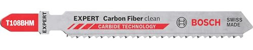Bosch 3x Lames de scie sauteuse Expert ‘Carbon Fiber Clean’ T 108 BHM (pour GFK ou CFK, Longueur 92 mm, Professional Accessoire Scie sauteuse)