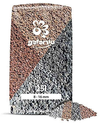 GALAMIO Lavamulch Lavadekor Eifel Vulkan Gestein Beet Abdeckung Garten Mulch Pflanz Granulat Substrat Dekor Mittel 8-16mm 25kg Sack