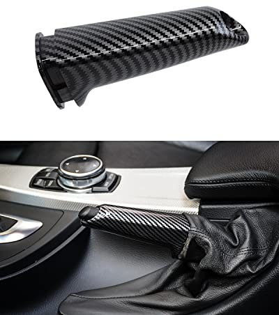 TZYSZDB Cubierta de freno de mano compatible con BMW E90 E60 E46 E92 F30 F32 F20, manija de fibra de carbono real, negro, diámetro de 32.5 mm