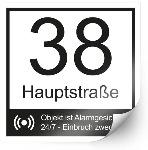 foliado® Hausnummer Familien Name für Briefkasten, Fenster Selbstklebender Aufkleber Digitaldruck Folie für Haustür Kennzeichnung Videoüberwacht | Größe nach Wahl | #APD-050