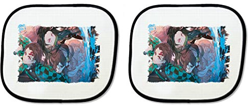 Parasol Doble Kimetsu no Yaiba Tanjiro y Nezuko sunshield Coche.