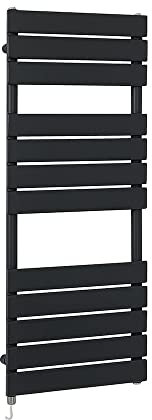 Milano Lustro 600W Black Flat Panel Electric Heated Towel Rail - 1200mm x 450mm