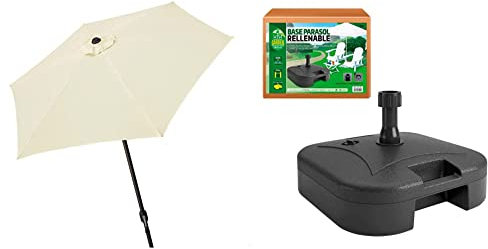 AKTIVE 53866 - Sombrilla hexagonal, Sombrilla terraza jardín, Ø 250 cm + Pie para sombrillas rellenable y de plástico 19 kg Garden
