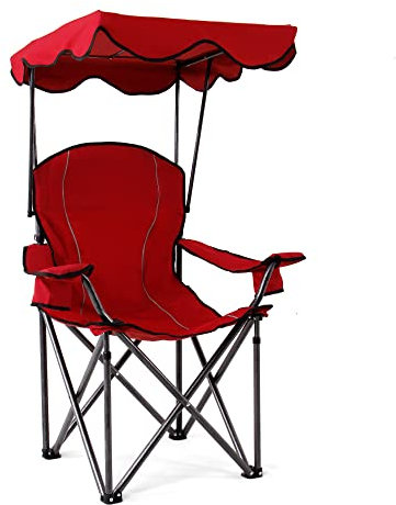 LET'S CAMP Silla de campamento con toldo de sombra, silla reclinable plegable con bolsa de transporte para acampar al aire libre, senderismo, playa, resistente, 350 libras