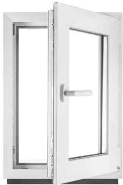 ‎BauPLAZA - Ventana PVC (reforzado) - ANCHO x ALTO 900 x 1000 mm Derecha BLANCA Vidrio Transparente - doble acristalamiento 4/24/4 (doble cristal) - 90 x 100 cm OSCILOBATIENTE 1 Hoja Apertura