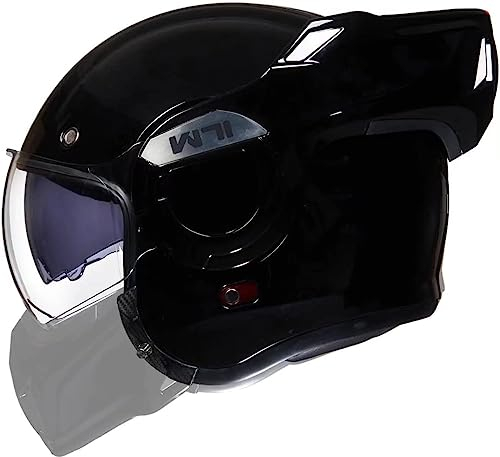 ILM Motorradhelm Integralhelm Klapphelm Fullface Helm Herren Damen ATV UTV mit 180° Umkehrbarer Kinnschutz ECE Model-B707,Schwarzer Glanz, 2XL